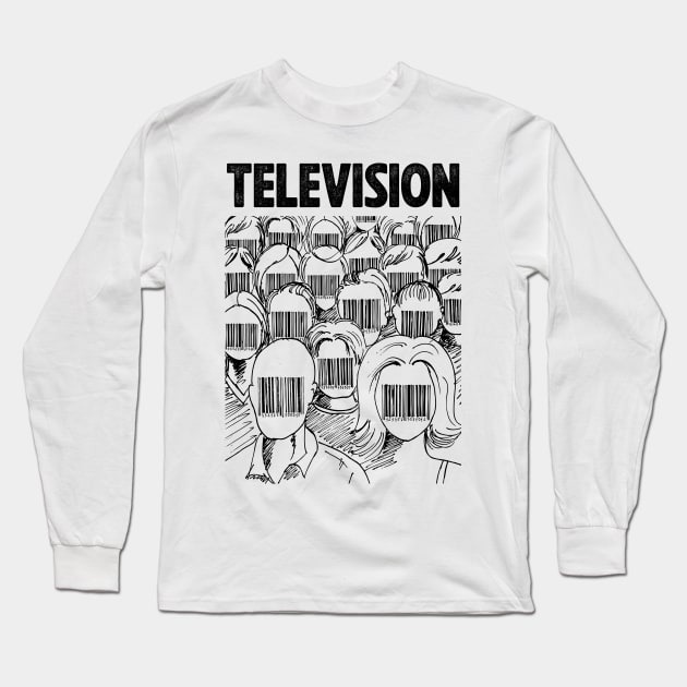 Barcode face Television Long Sleeve T-Shirt by adima